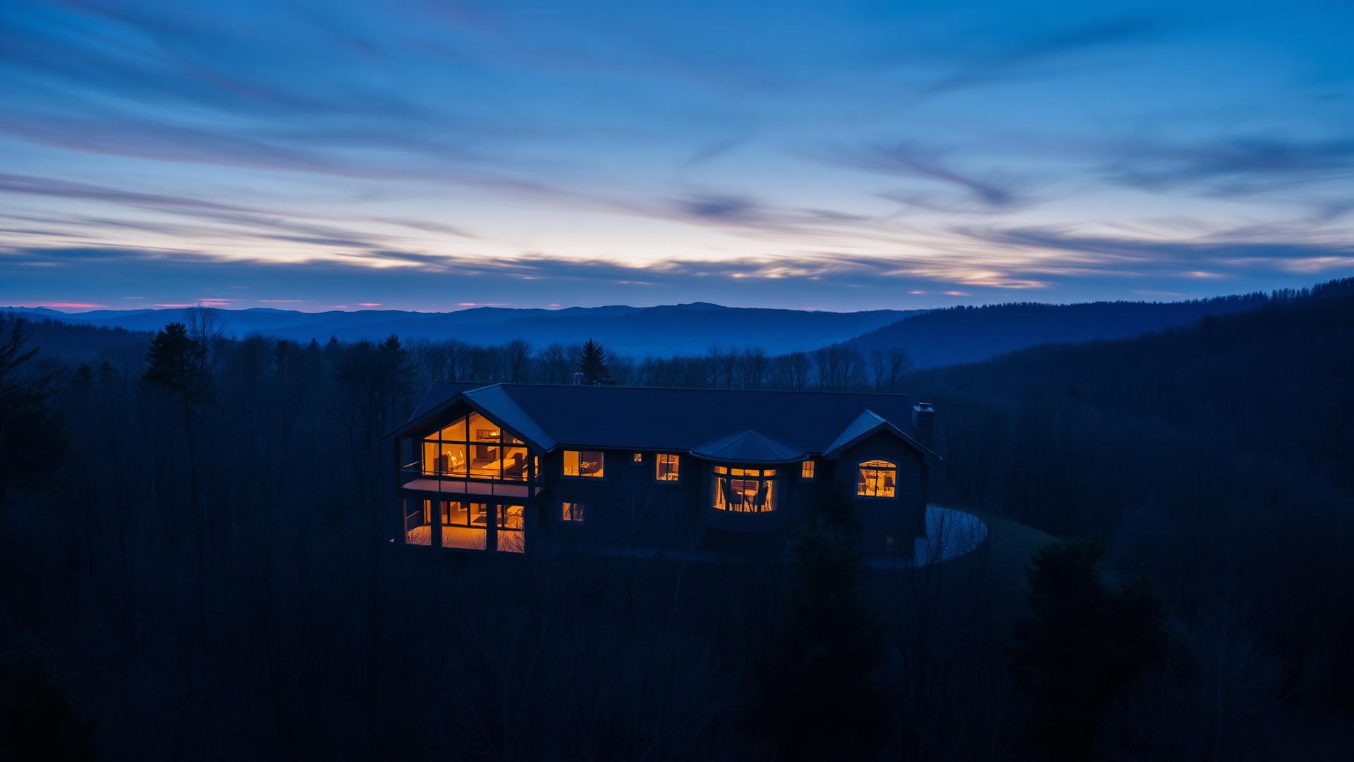 Luxury custom home at dusk