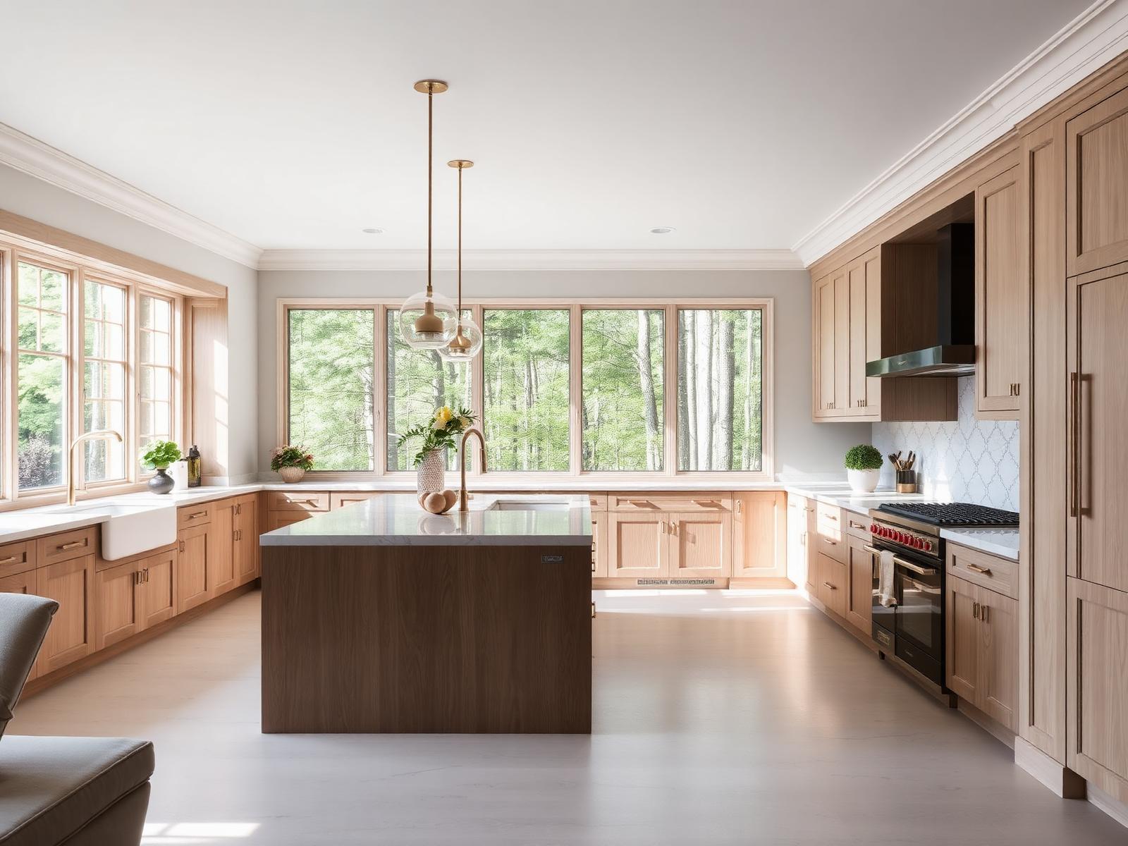 Custom kitchen with white oak cabinetry